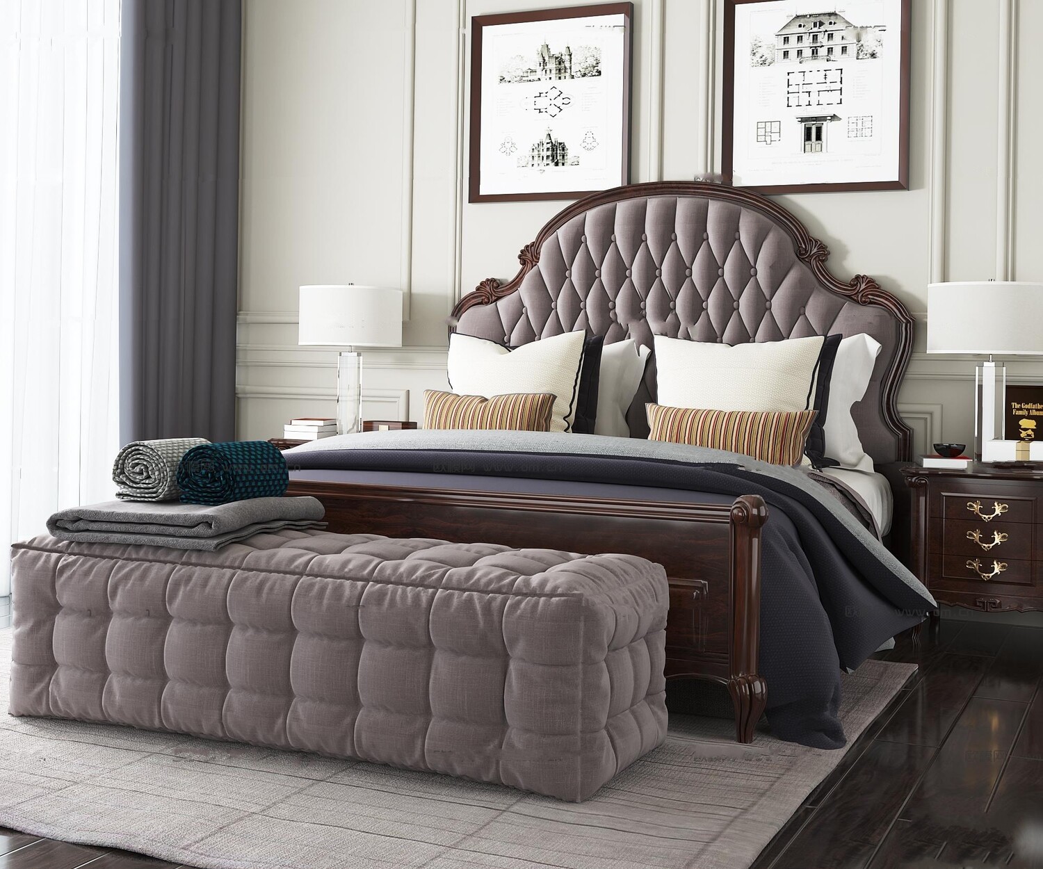 90 Classic bed 3d models vol.15-Vray