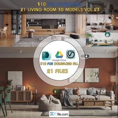 21 Living Room 3d Models Vol.23-Vray