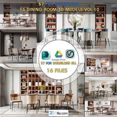 16 Dining Room 3d Models Vol.10