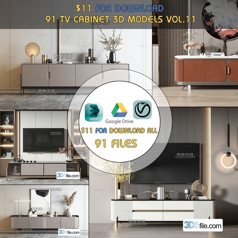 91 TV Cabinet 3d Models Vol.11-Vray