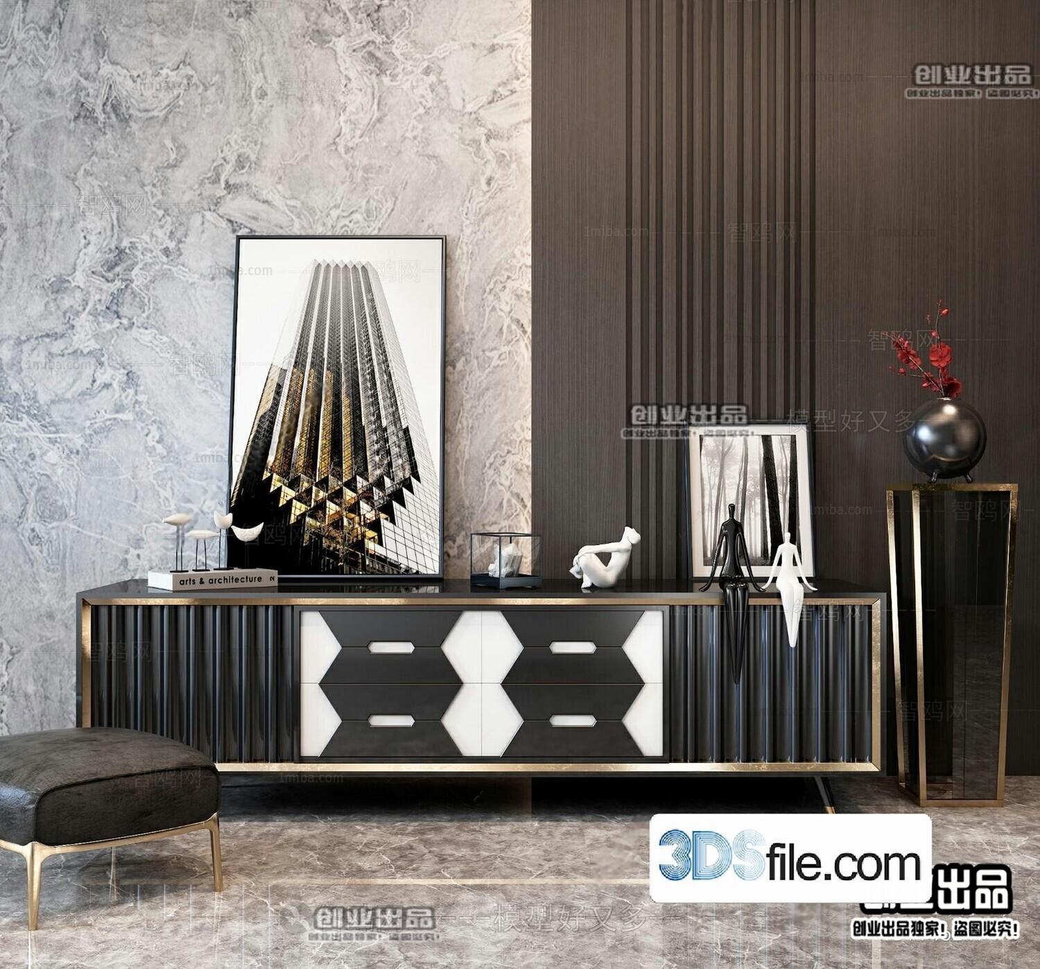 91 TV Cabinet 3d Models Vol.11-Vray