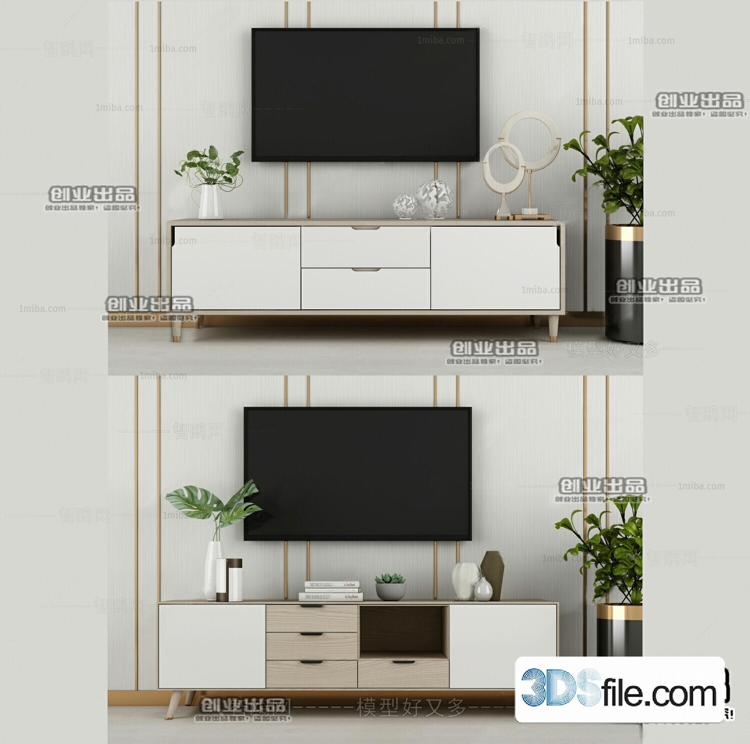 91 TV Cabinet 3d Models Vol.11-Vray