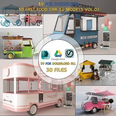 30 Fast Food Car 3d Models Vol.01