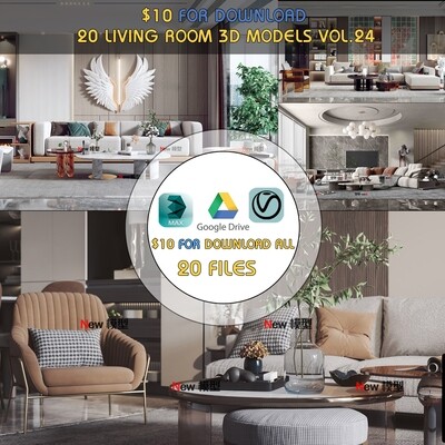 20 Living Room 3d Models Vol.24-Vray