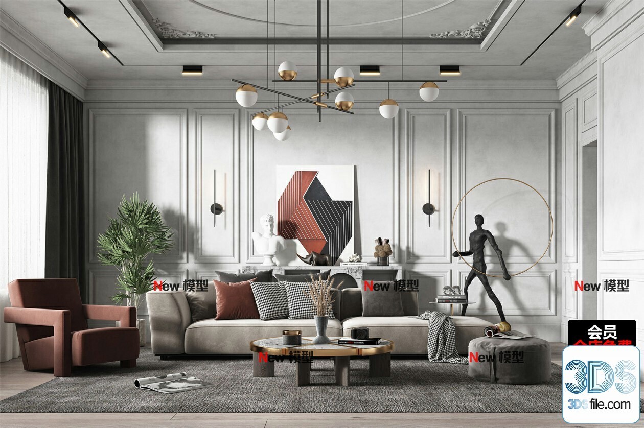 20 Living Room 3d Models Vol.24-Vray