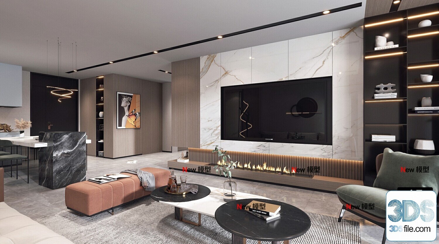 20 Living Room 3d Models Vol.24-Vray