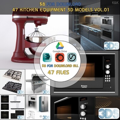47 Kitchen Equipment 3d Models Vol.01