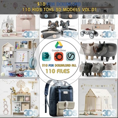 110 Kids Toys 3d Models Vol.01