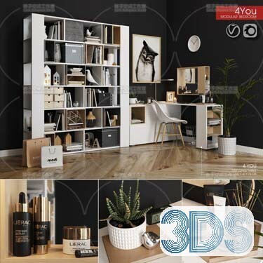 76 Bookcase 3d Models Vol.01