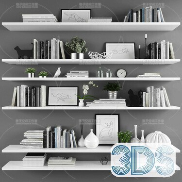 76 Bookcase 3d Models Vol.01