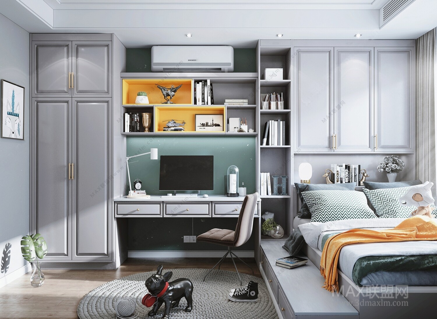 15 Desk Design In Bed Room 3d Models Vol01. Vray