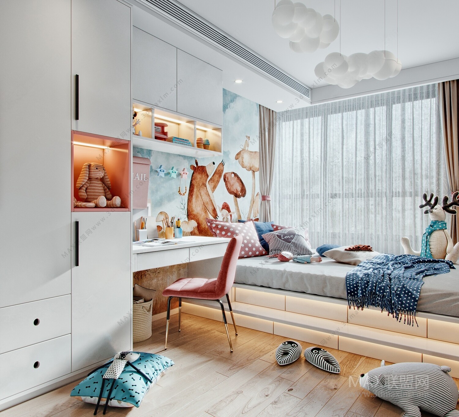 15 Desk Design In Bed Room 3d Models Vol01. Vray