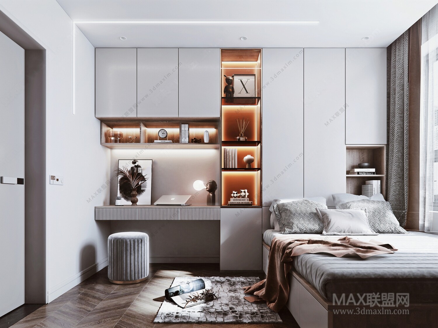 15 Desk Design In Bed Room 3d Models Vol01. Vray