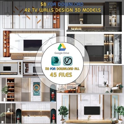 42 TV Walls Design 3d Models