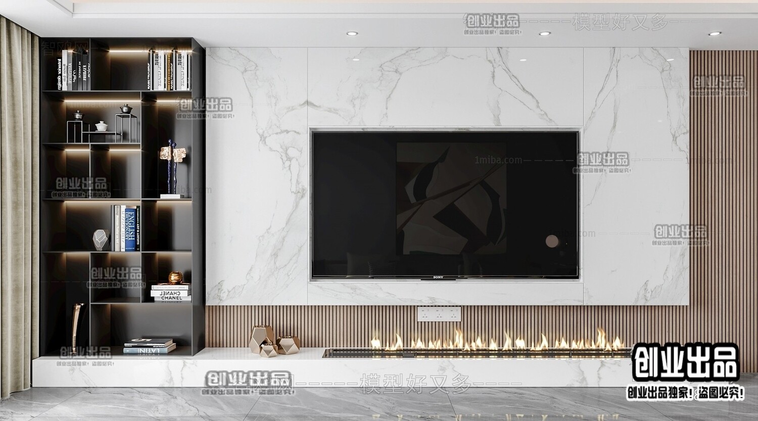 42 TV Walls Design 3d Models