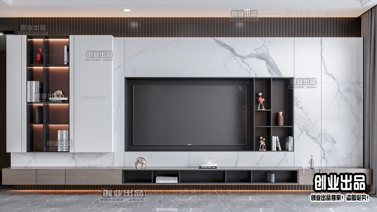 42 TV Walls Design 3d Models