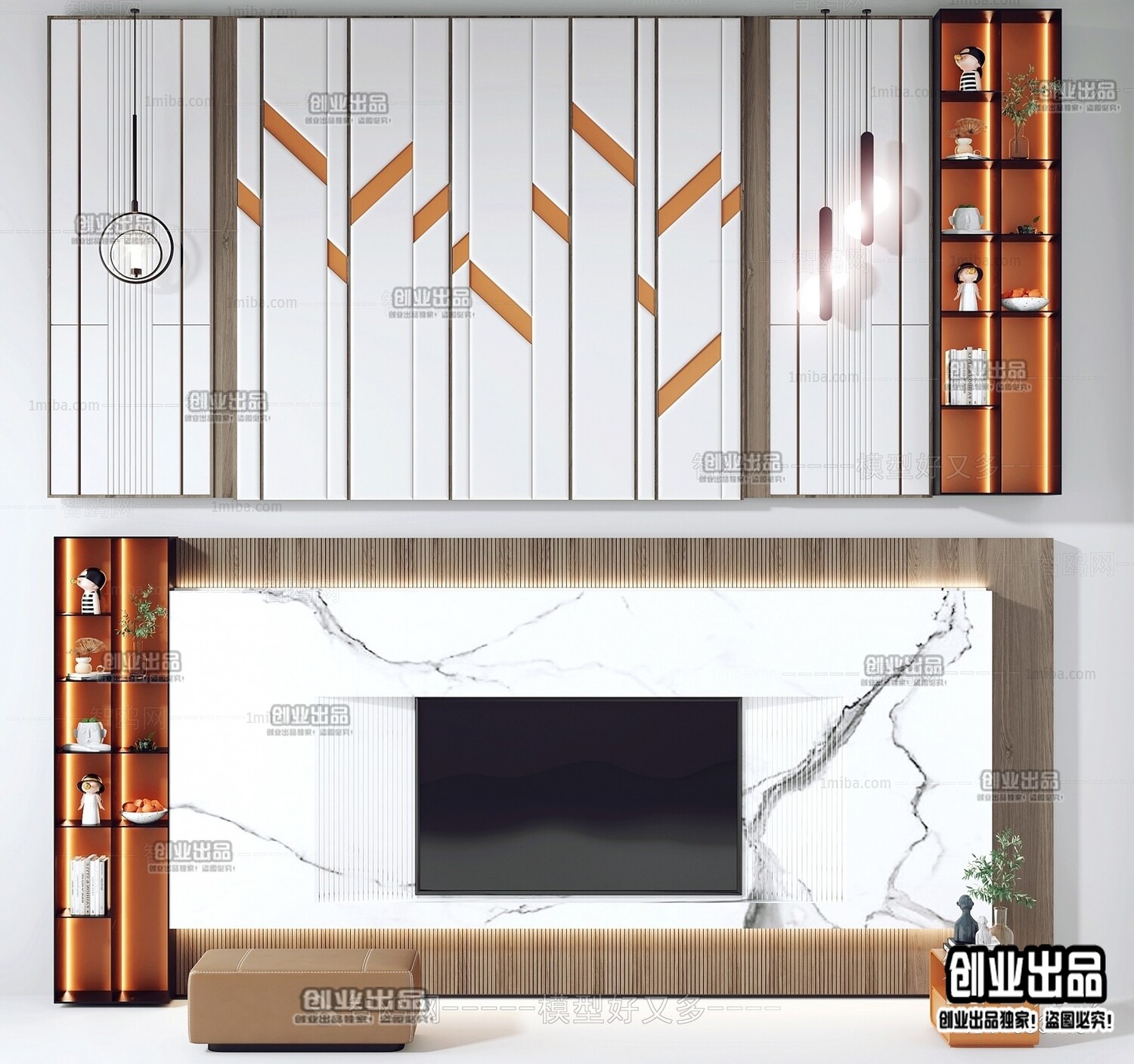 42 TV Walls Design 3d Models