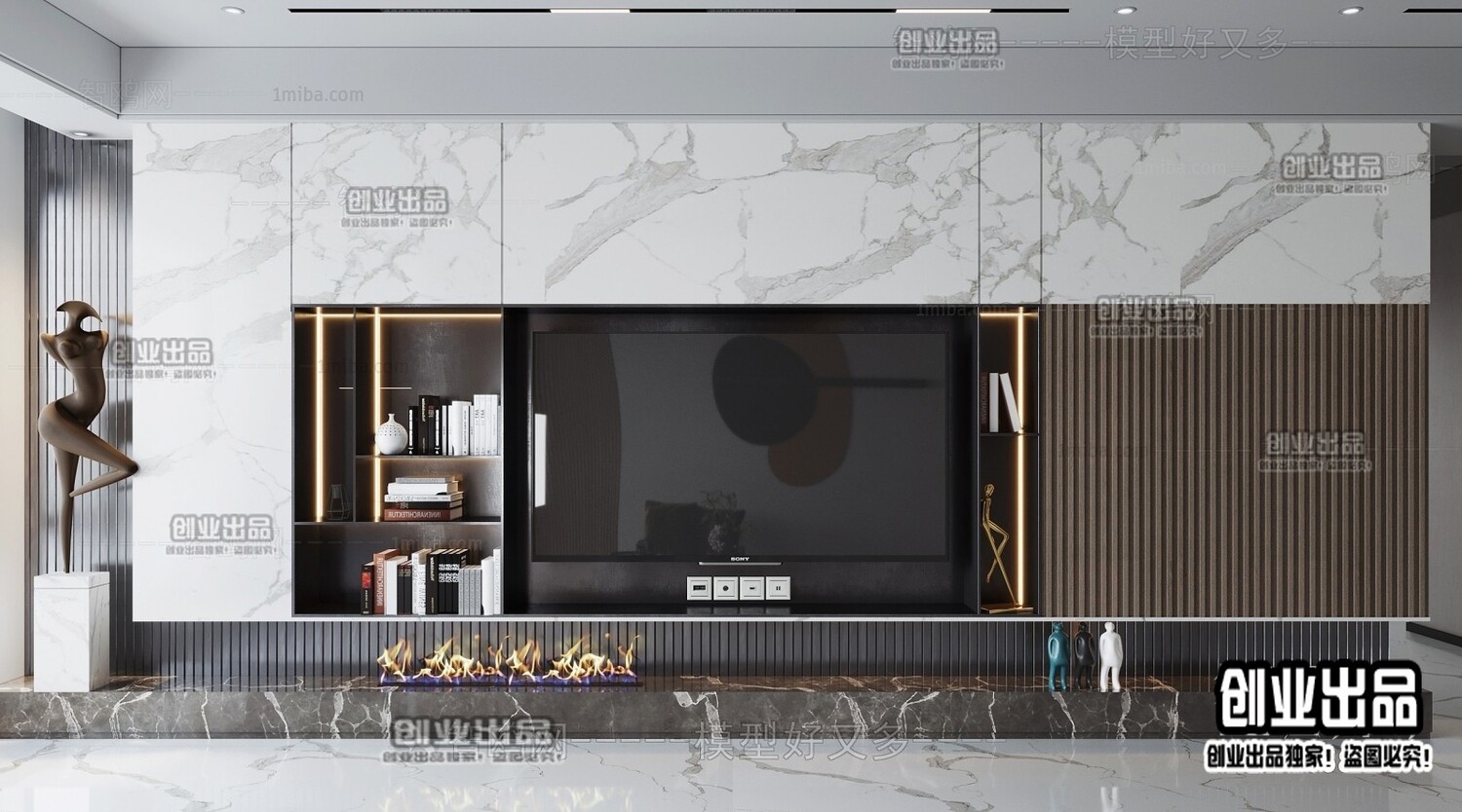 42 TV Walls Design 3d Models
