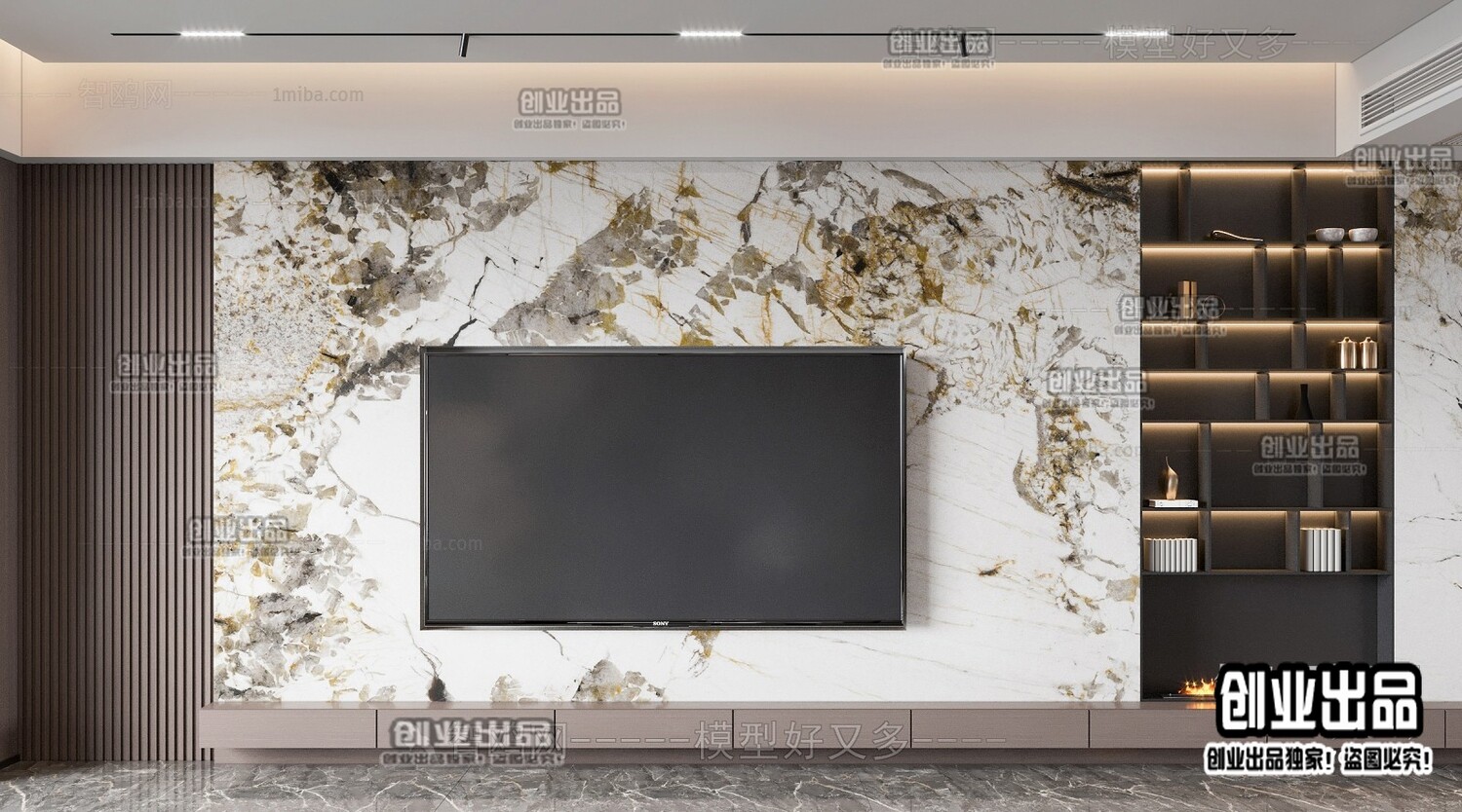 42 TV Walls Design 3d Models