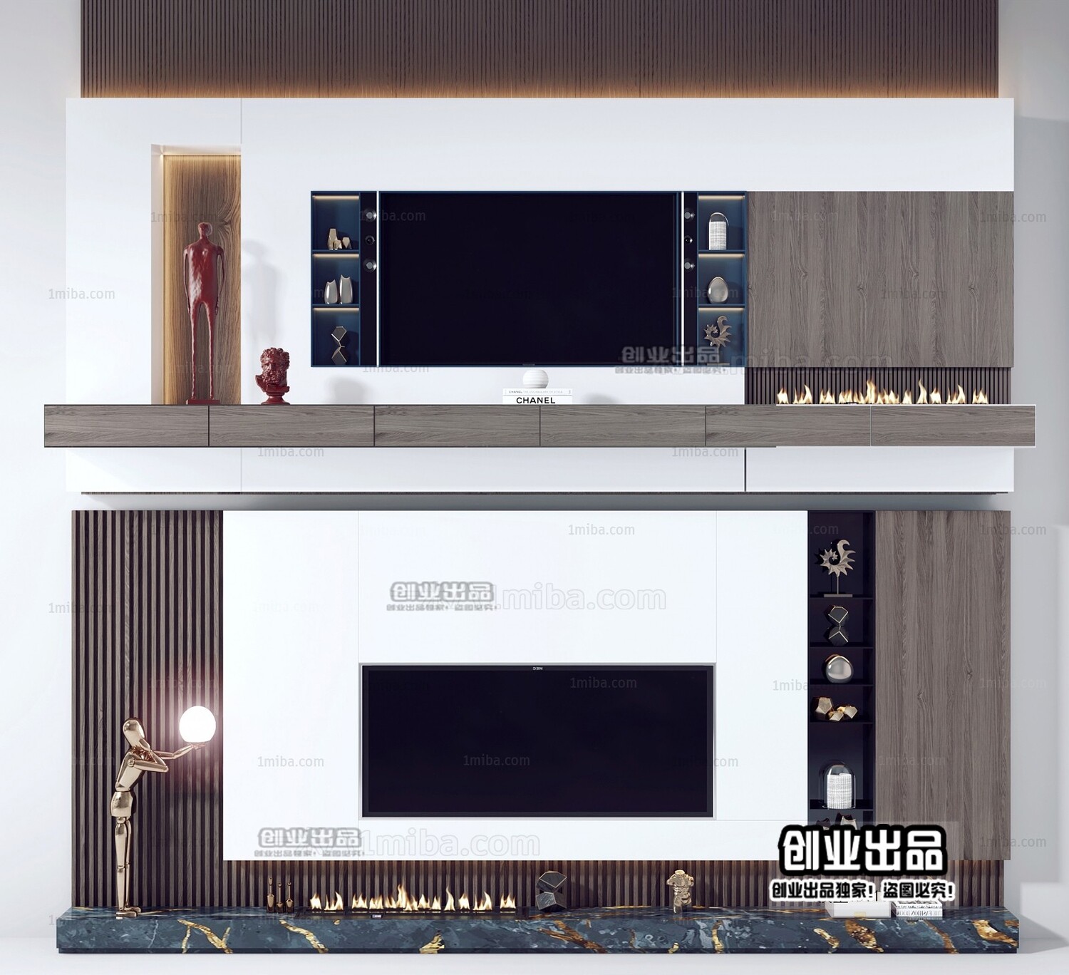 42 TV Walls Design 3d Models