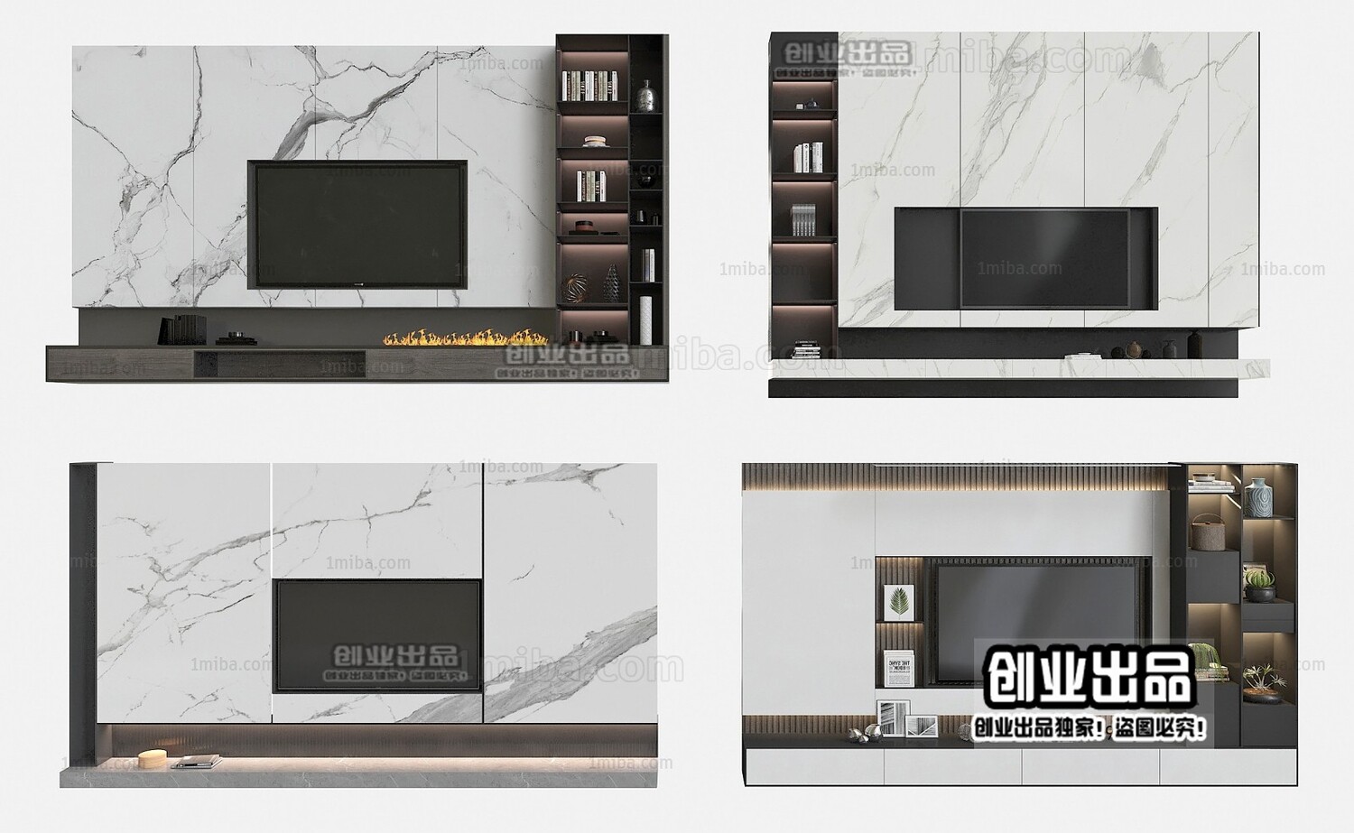 42 TV Walls Design 3d Models