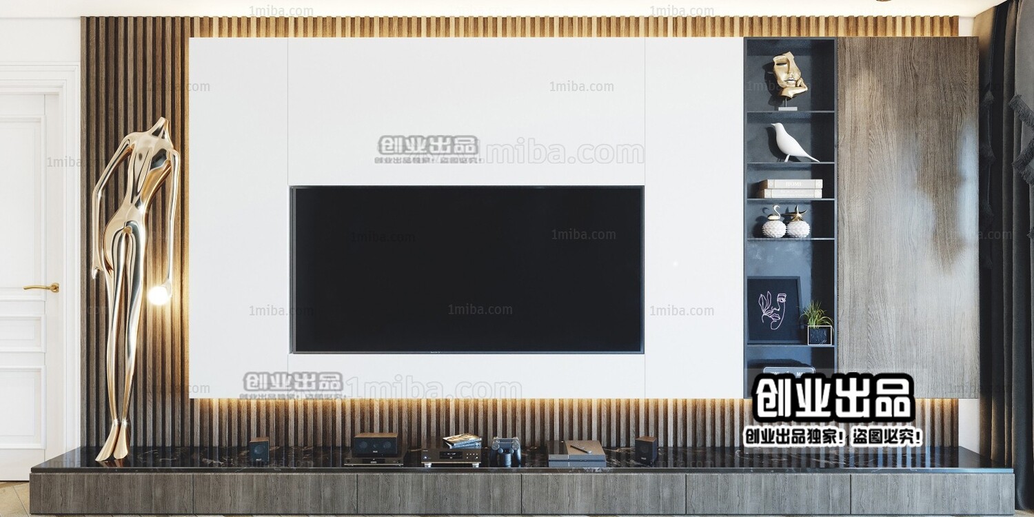 42 TV Walls Design 3d Models