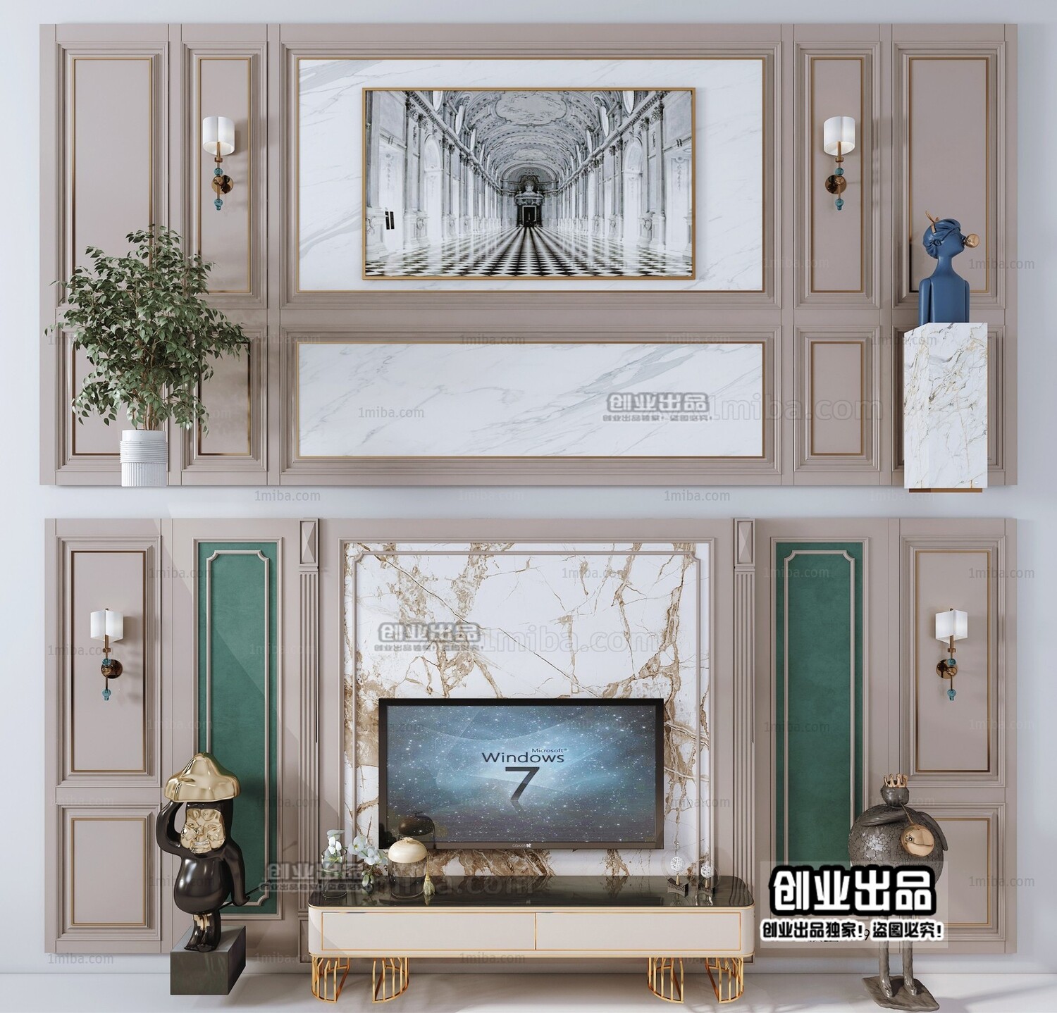 42 TV Walls Design 3d Models