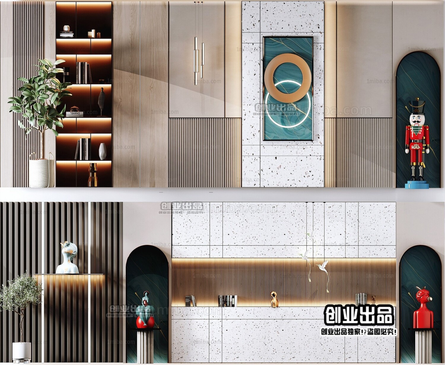 42 TV Walls Design 3d Models