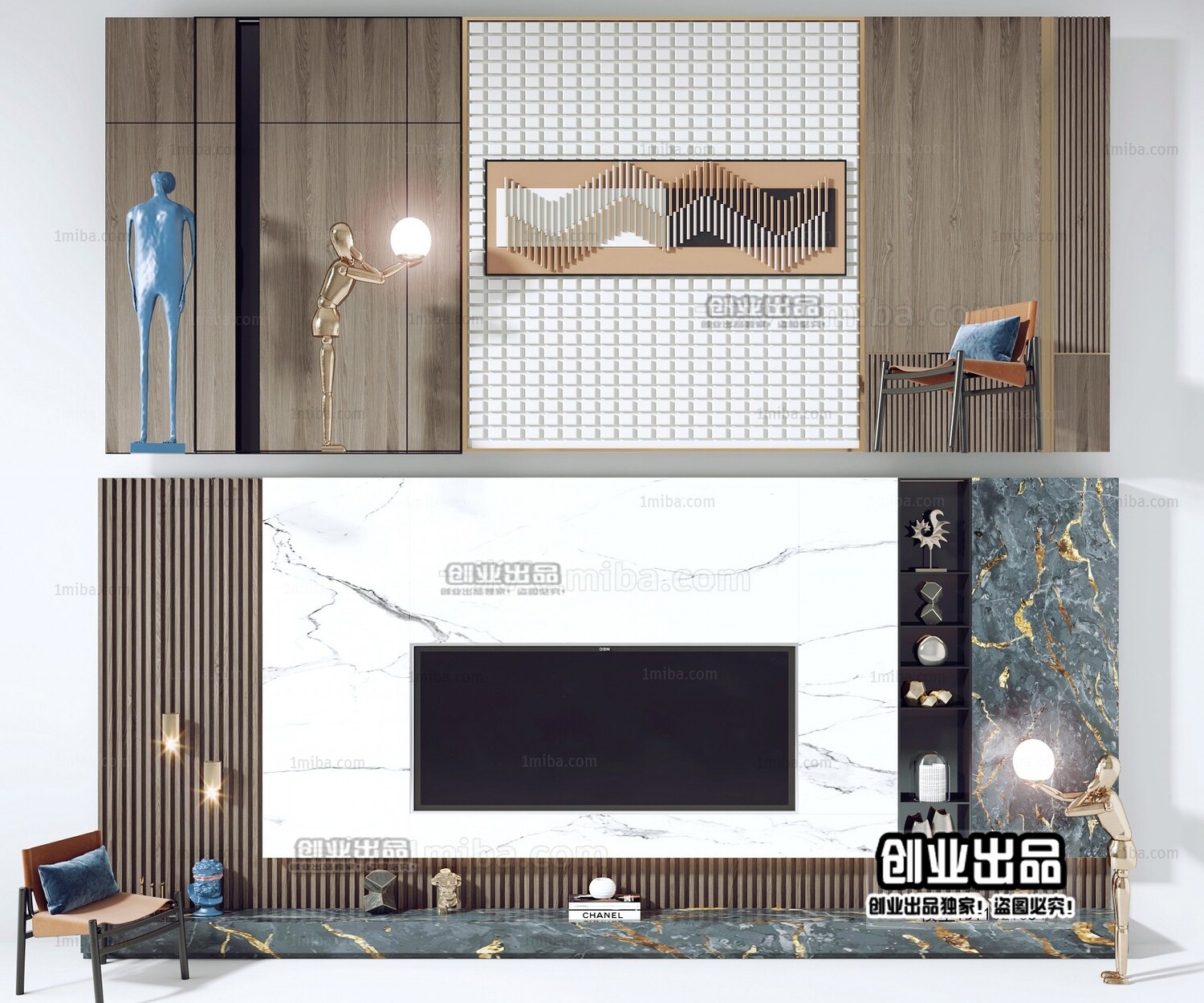 42 TV Walls Design 3d Models