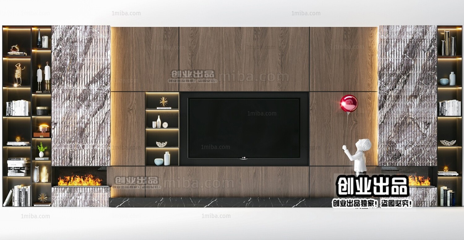 42 TV Walls Design 3d Models