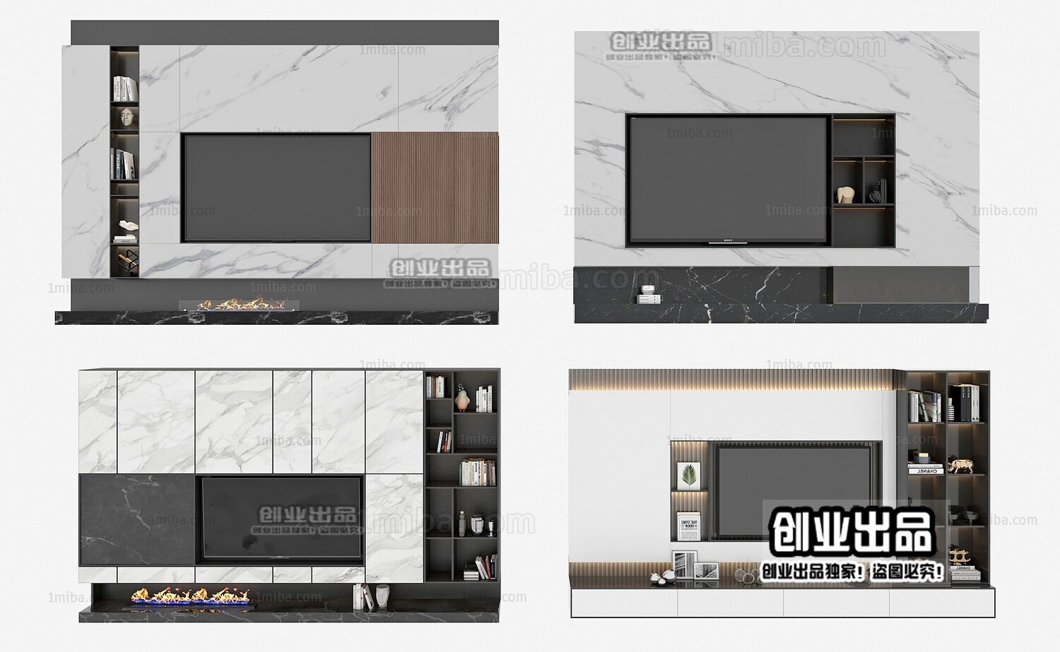 42 TV Walls Design 3d Models