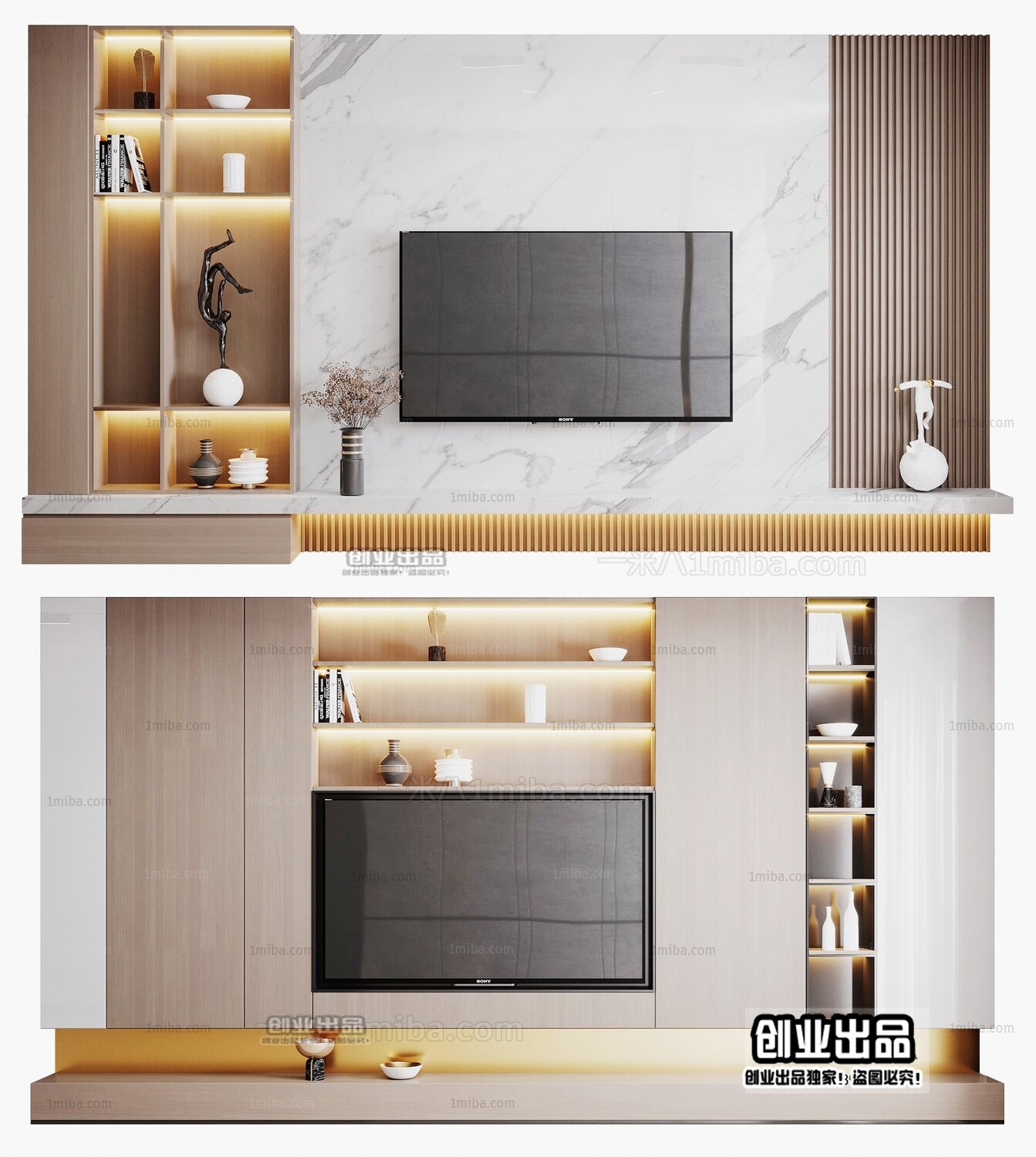 42 TV Walls Design 3d Models