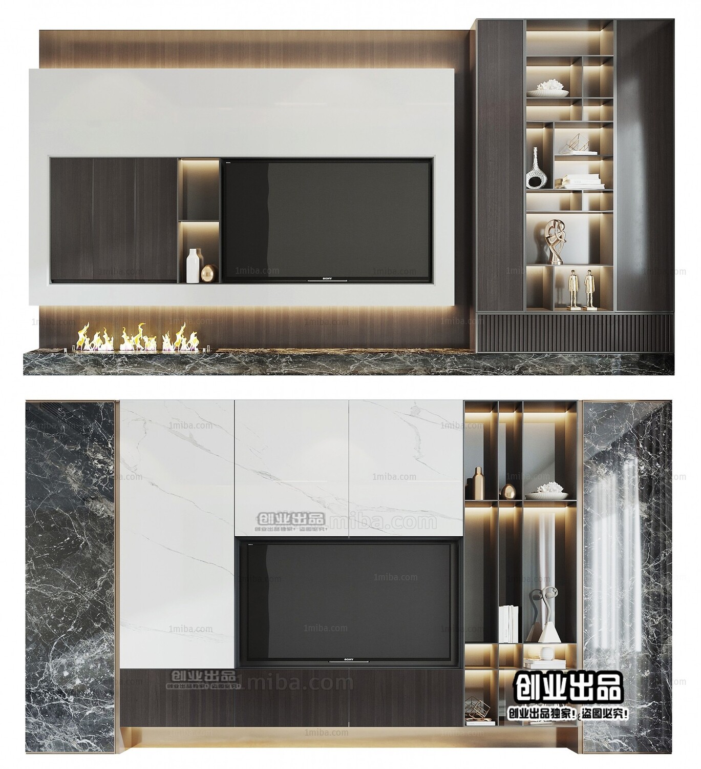 42 TV Walls Design 3d Models
