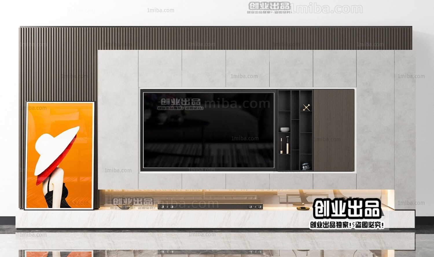 42 TV Walls Design 3d Models