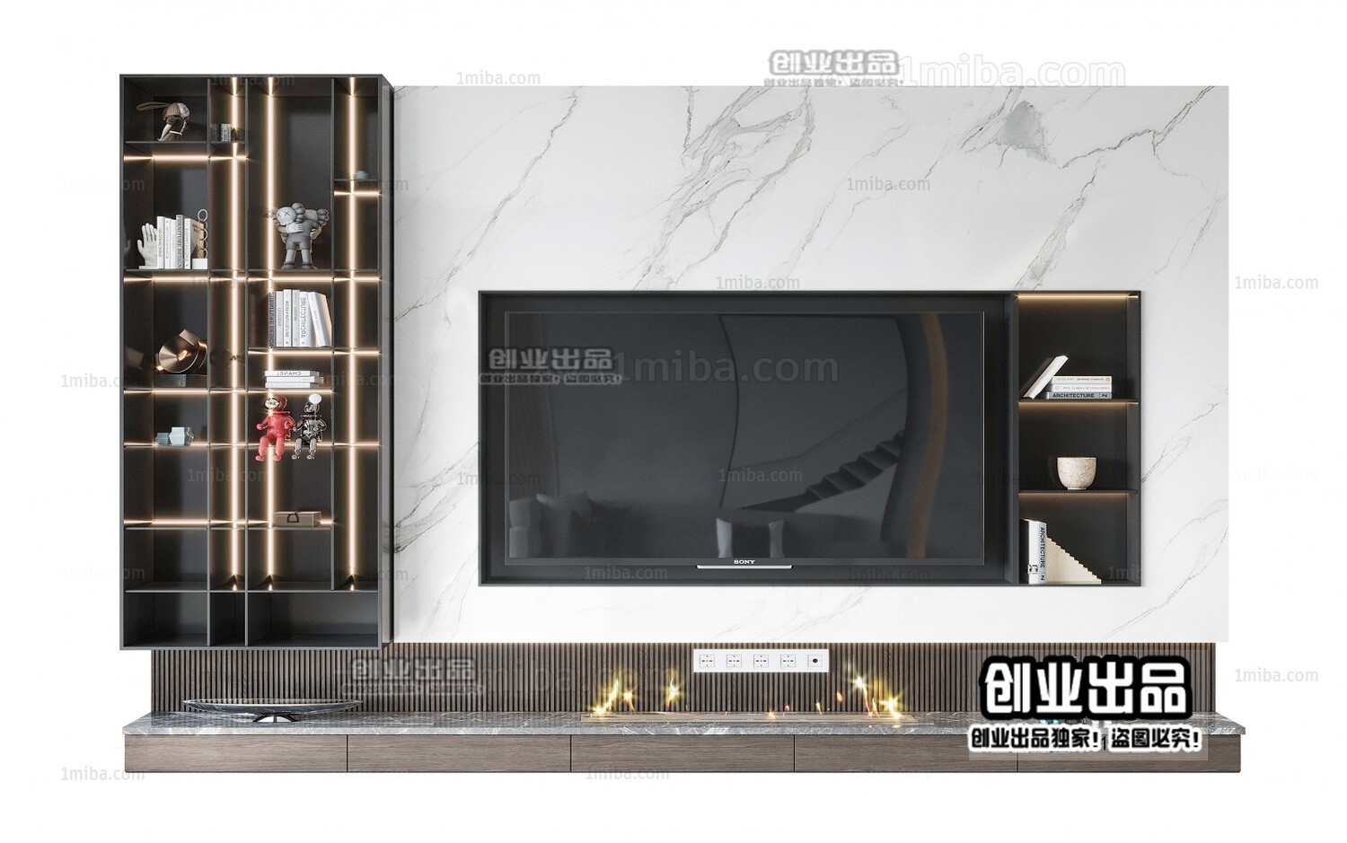 42 TV Walls Design 3d Models