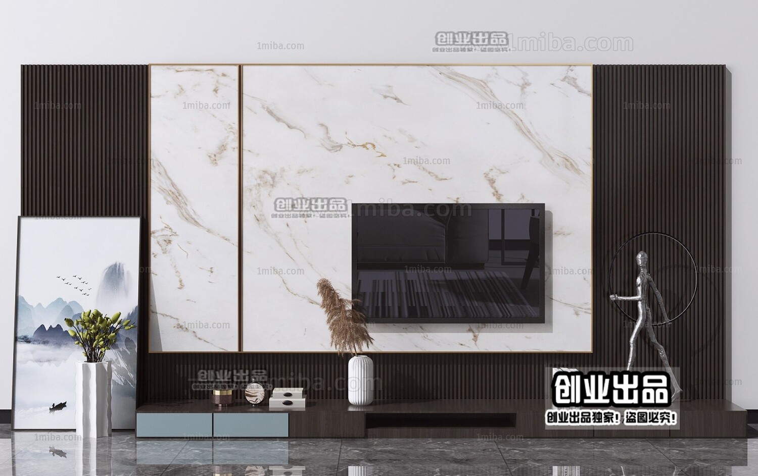 42 TV Walls Design 3d Models