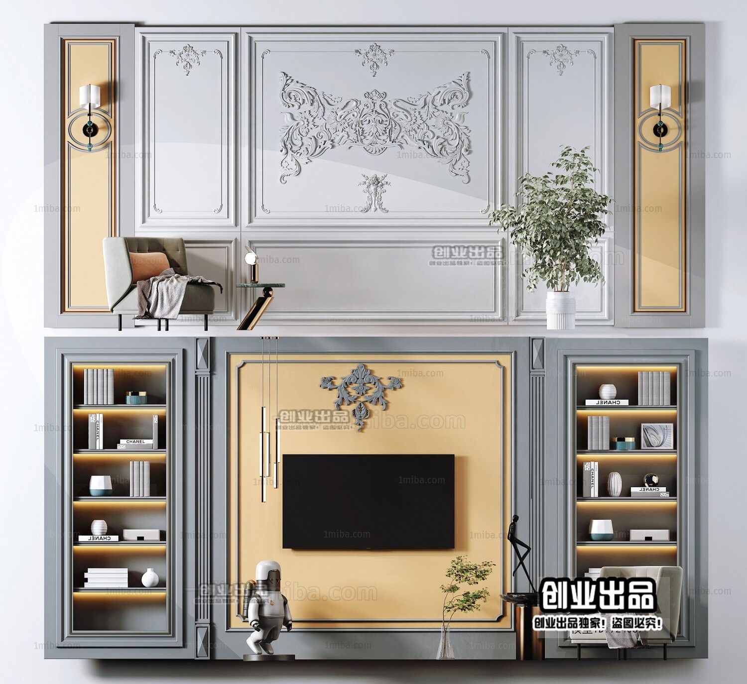 42 TV Walls Design 3d Models