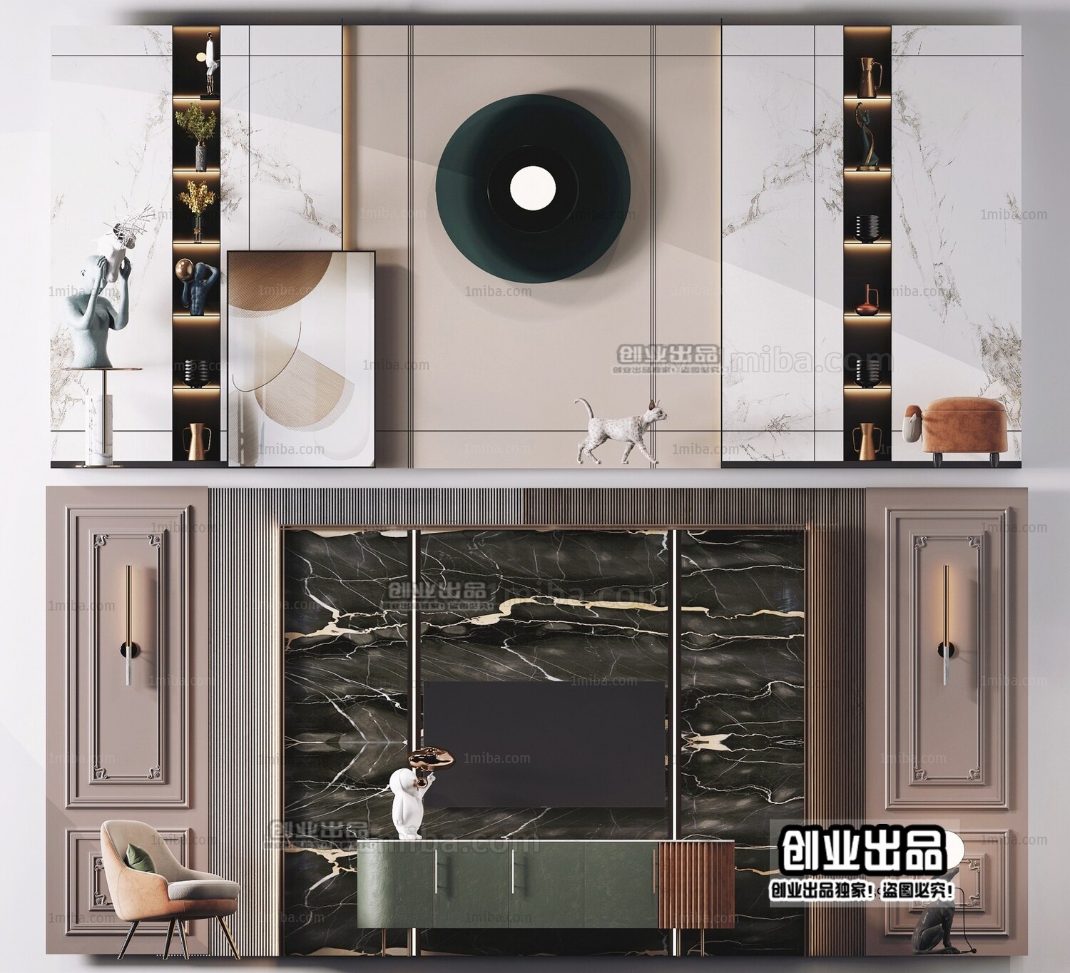 42 TV Walls Design 3d Models