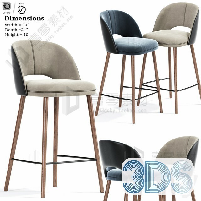 123 Bar Stool 3d Models Vol.05