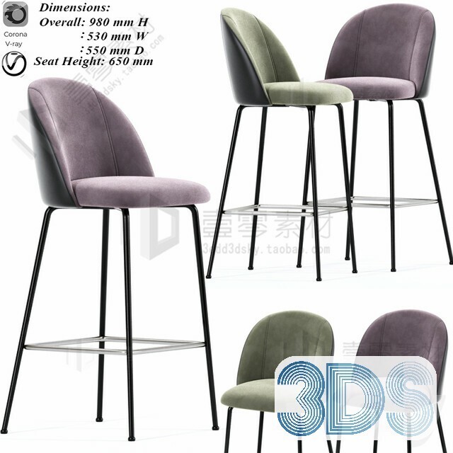 123 Bar Stool 3d Models Vol.05