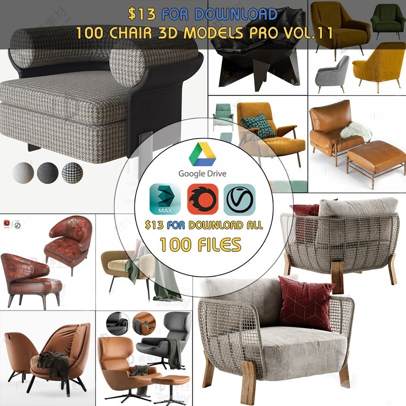 100 ArmChair 3d Models pro vol.11