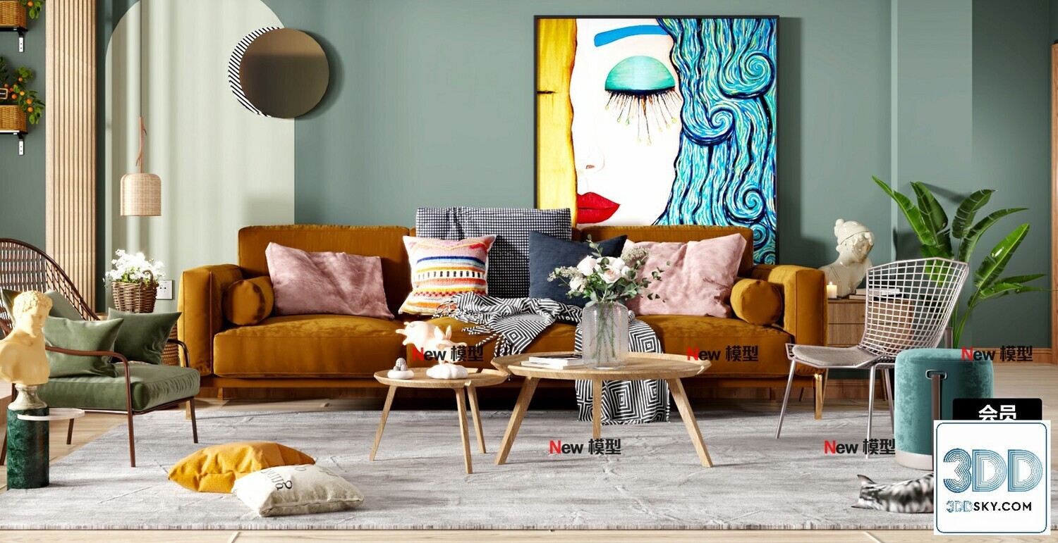 20 Living Room 3d Models Vol.25-Vray