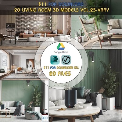 20 Living Room 3d Models Vol.25-Vray