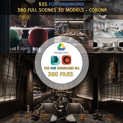 380 FULL SCENES 3D MODELS - CORONA