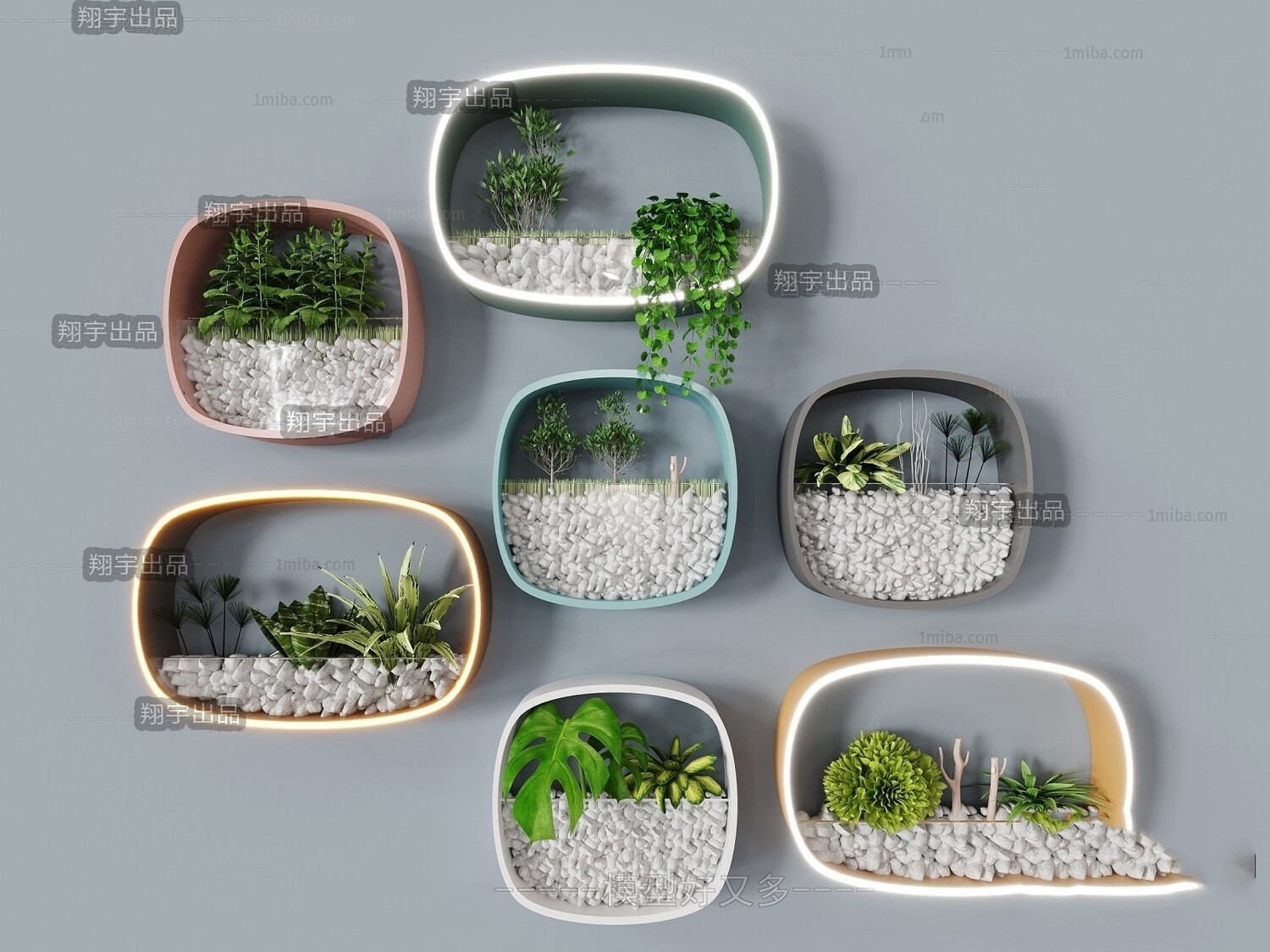 45 WALL PLANT DECOR 3D MODELS VOL.01