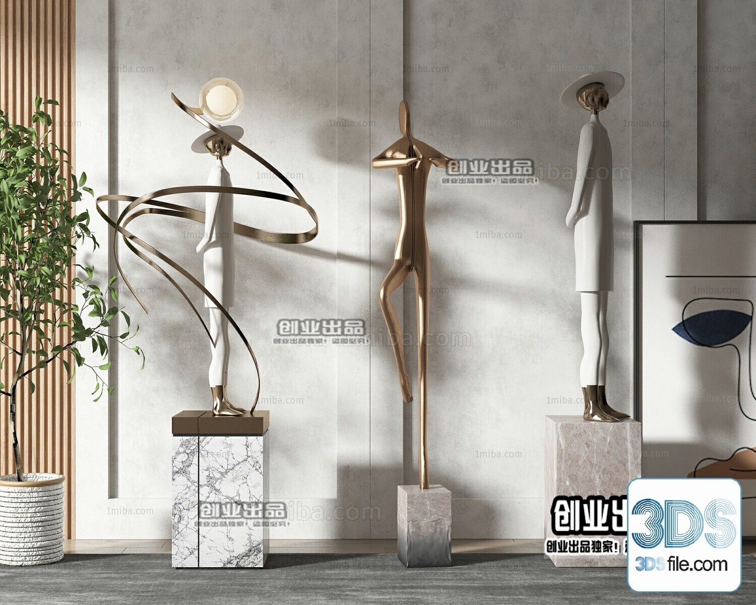 108 Decorative Statue 3d Models Vol 01