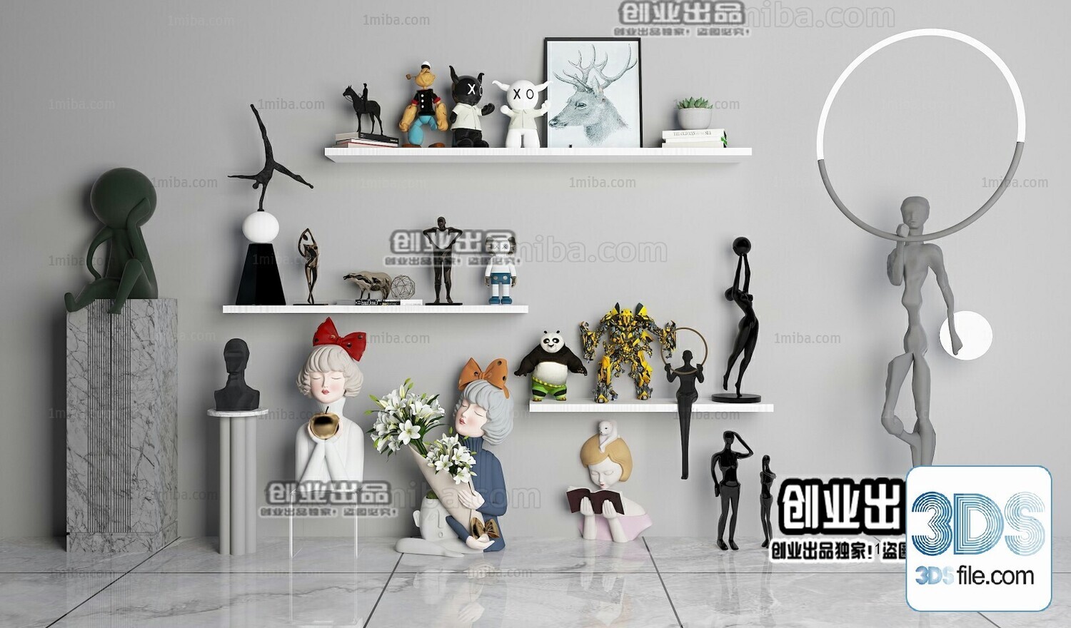 108 Decorative Statue 3d Models Vol 01