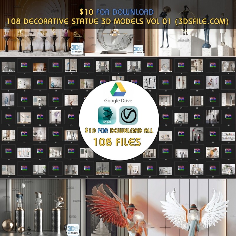 108 Decorative Statue 3d Models Vol 01