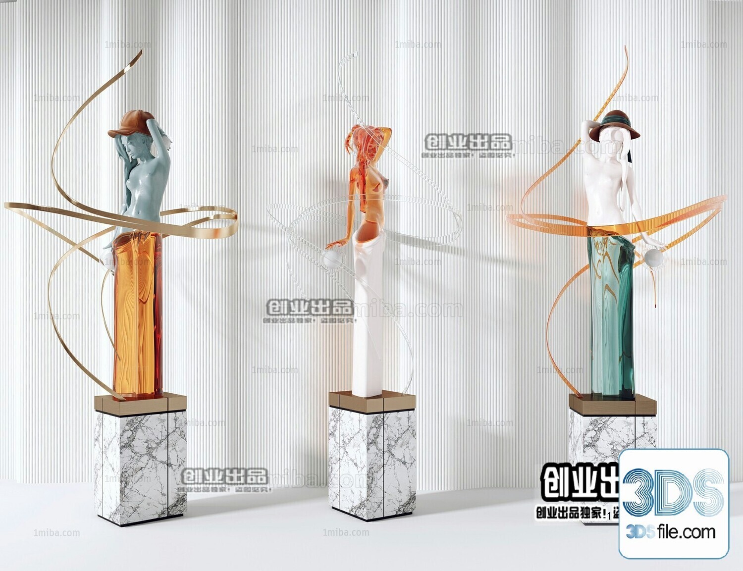 108 Decorative Statue 3d Models Vol 01
