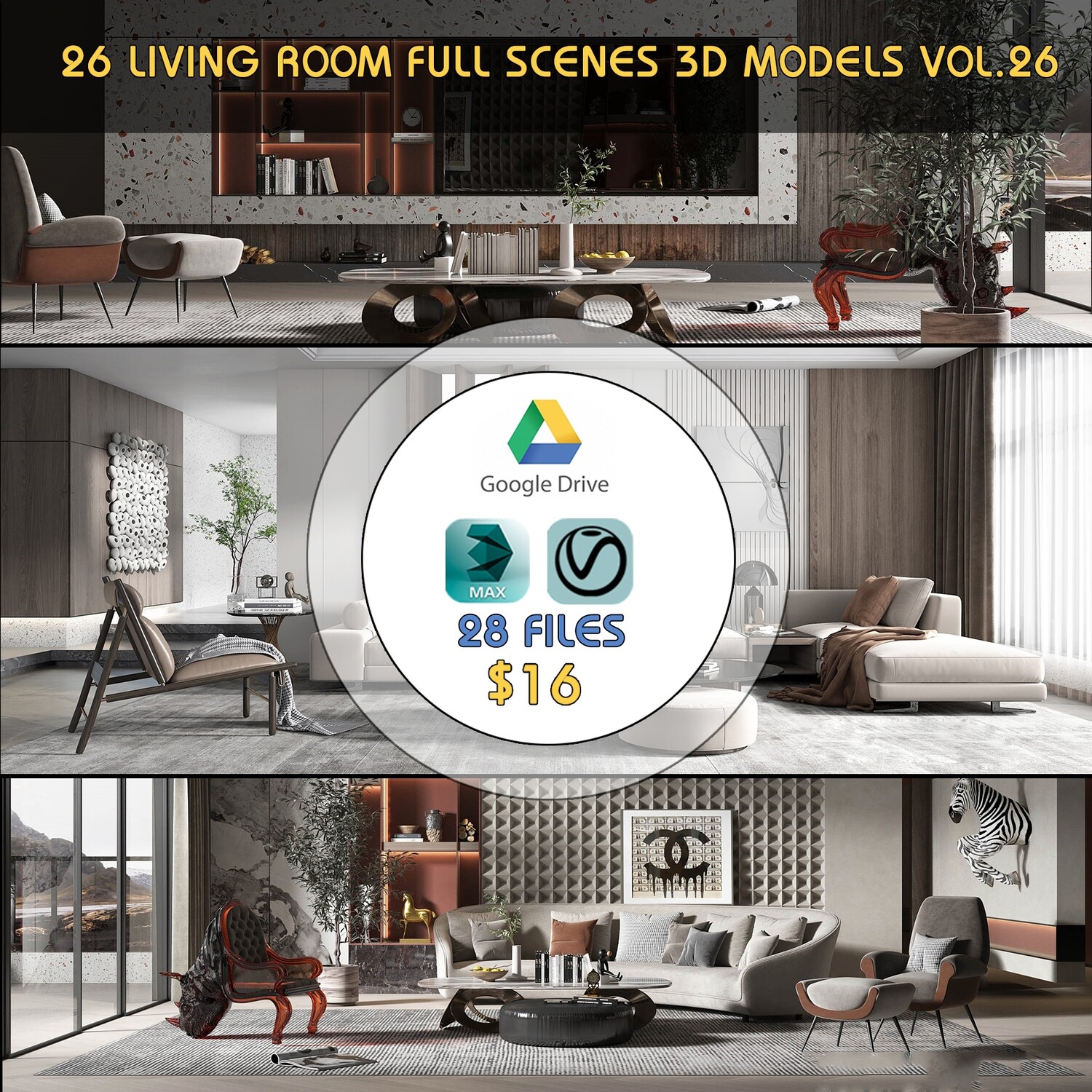 26 LIVING ROOM FULL SCENES 3D MODELS VOL26